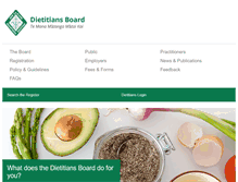 Tablet Screenshot of dietitiansboard.org.nz